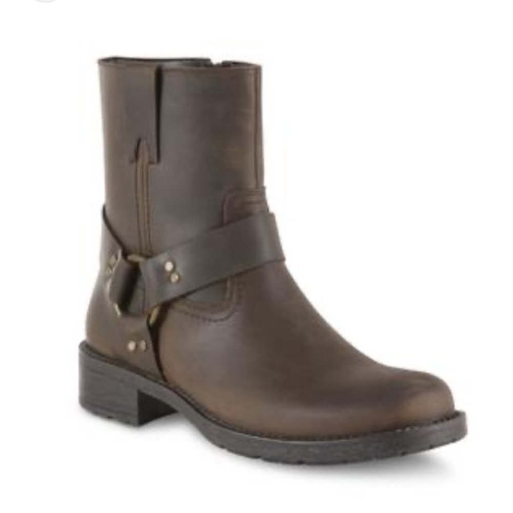 Men's Brown Leather Harness Boots